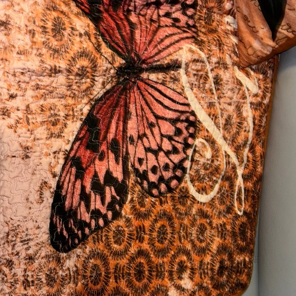Orange Comforter butterfly, and birds  Set